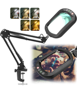 0X Rectangle Magnifying Glass Lamp • 5 Color Modes, Dimmable LED Clamp Swing Arm - $51.30
