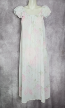 Miss Elaine Silk Essence Nightgown Small Pink Blue Floral Nylon Flutter ... - $24.99
