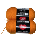 2 Red Heart Super Saver Jumbo 14oz Yarn Pumpkin Medium Acrylic - $46.60 CAD