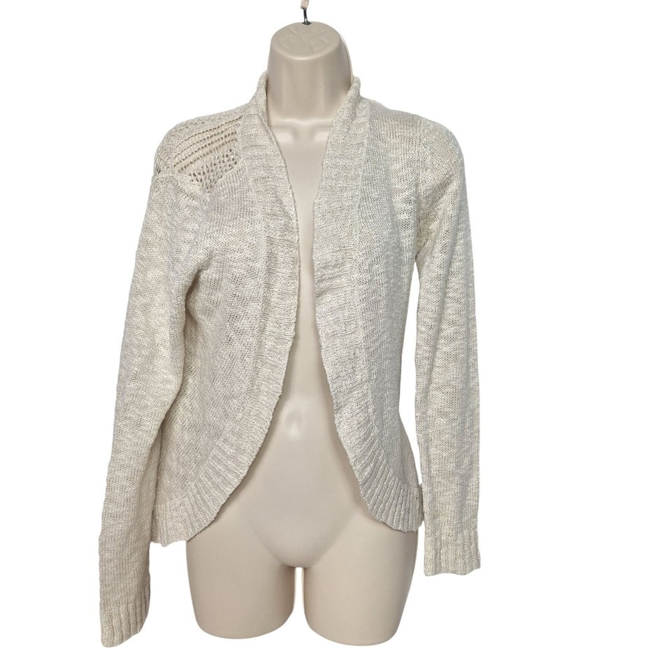 Charlotte Russe Open Front Cardigan Sweater Shrug Cream Ivory Knit Medium Item image 2