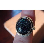 (#DR9-9) Size 9 DICHROIC GLASS SILVER RING TEAL BLUE GREEN BLACK - $42.29 CAD
