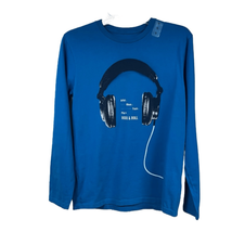 GapKids Boys Blue Rock &amp; Roll Head Phone Long Sleeve Cotton Graphic Tee ... - £16.70 GBP