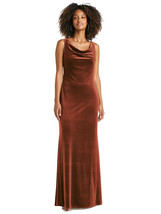 Dessy Collection LB017...Cowl-Neck Velvet Maxi Tank Dress...Auburn Moon..Size L - £65.29 GBP