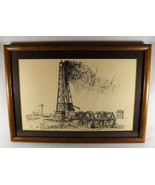 Lithograph Signed &quot;Ricardo&quot; Spindletop Oil Well Dedicated To Oil Queen J... - £16.63 GBP