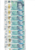 10 X 5.00 POUNDS UK Great Britain British 50 Pounds - £78.04 GBP