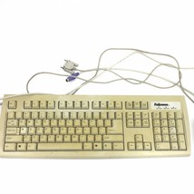Vintage Computer Keyboard Microsoft Fellowes Model KB-2971 Beige Mouse Clicky - £20.01 GBP