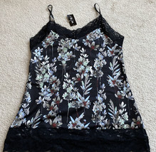New WHBM Outlet Women’s Black Floral Lace Tank Top Size Medium NWT - £26.87 GBP