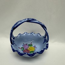 Vintage Hand Painted Blue Mini Basket Ceramic Made in Portugal - £16.81 GBP