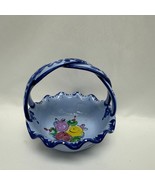 Vintage Hand Painted Blue Mini Basket Ceramic Made in Portugal - £17.93 GBP
