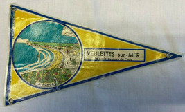 Vtg Tourist Souvenir Travel Pennant Veulettes-sur-MER La Plage - £23.86 GBP