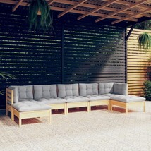  Garden Lounge Set Light Grey, Natural Wood Solid Pine wood, Polyester - €922,88 EUR