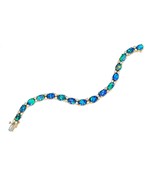 18K Gelbgold Schwarzer Opal Cabochon Und Diamant Armband 6 5/8&quot; Wunderschön - €16.214,73 EUR