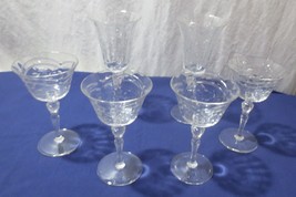 6 Rock Sharpe cut crystal Goblets cut crystal 2 Water, 4 Champagne - £43.25 GBP