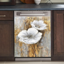 White Flower Dishwasher Magnet Cover Kitchen Decorative,Dish Washer Door Magneti - £42.78 GBP