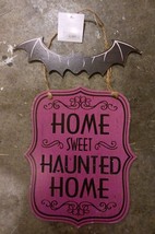 Home Sweet Haunted Home  with bat hanging Halloween Wall/Door Decor  purple - £3.18 GBP