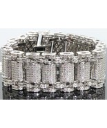 10 CT MENS 14KT WHITE GOLD FINISH SIMULATED DIAMONDS BRACELET - $410.04 CAD