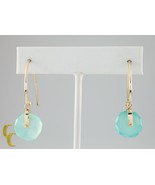 Unique Moderniste Ton Doré Boucles D&#39;Oreilles W / Danging Bleu Quartz Roues - $6,092.07 MXN