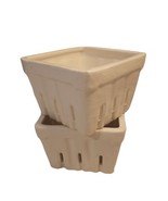 Decorative Stoneware Berry Basket Colander White Set of 2 Vtg 4.25&quot;sq.x2... - £13.26 GBP