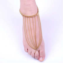18K Gold-Plated Figaro Tassel Anklet & Toe Ring Set - $13.99