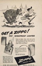 1949 Magazine Ad Zippo Windproof Lighters Bear Chases Hunter Cartoon Bradford,PA - £10.95 GBP