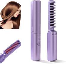 Rechargeable Mini Hair Straightener, Portable Cordless Hair Straightener Comb - £18.82 GBP