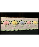 Vintage Trim Pom Flowers Eyelet Embroidered Pastel on White Sewing Craft... - €41,35 EUR