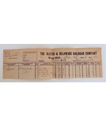 Antique Ulster &amp; Delaware Railroad Way-Bill Railroadiana Train 1906 Ephe... - $570.90 MXN