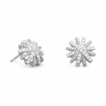 11 mm Domed Simulated Diamond Starburst Stud Bridal Earrings 925 Sterling Silver - £73.63 GBP