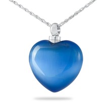 Cobalt Glass Cat&#39;s Eye Pendant/Necklace Funeral Cremation Urn for Ashes - £59.80 GBP