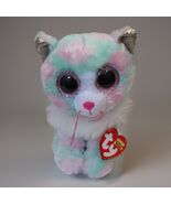 Ty Beanie Boos Opal The Cat Big Pink Glitter Eyes 6" NWMT - $9.49