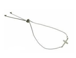 304 Grade Stainless Steel Adjustable Slider Slide Bead Cross Link Chain Bracelet - £7.50 GBP
