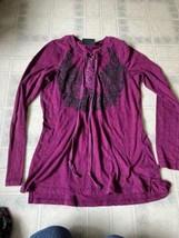 Purple harley davidson lace up shirt medium Long Sleeve with Wings - $26.93