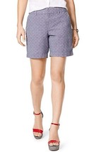 Tommy Hilfiger Linen Blend Chino Shorts Womens 8 Blue Check Polka Dots NEW - $29.57