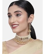 Gold Tone Kundan Traditional Pearls Patta Necklace Earring Set Women Jew... - £25.69 GBP