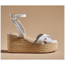 Anthropologie White Woven Strap Wedge Heels - Sz 8 - $88.26