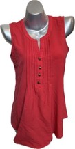 Spense Sleeveless Top Size Small Red Pintuck Split Neck Blouse Womens - £9.28 GBP