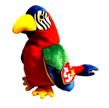 Ty Beanie Baby JABBER the Parrot with Tag Stuffed  Plush Toy Colorful - £7.50 GBP