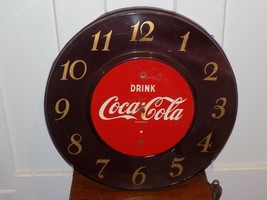Vintage 1940&#39;s Drink Coca-Cola Metal Advertising Clock - $153.45