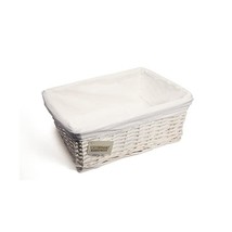 Woodluv New White Wicker Storage Basket With White Cloth Lining (Large) E01-300L - $36.00