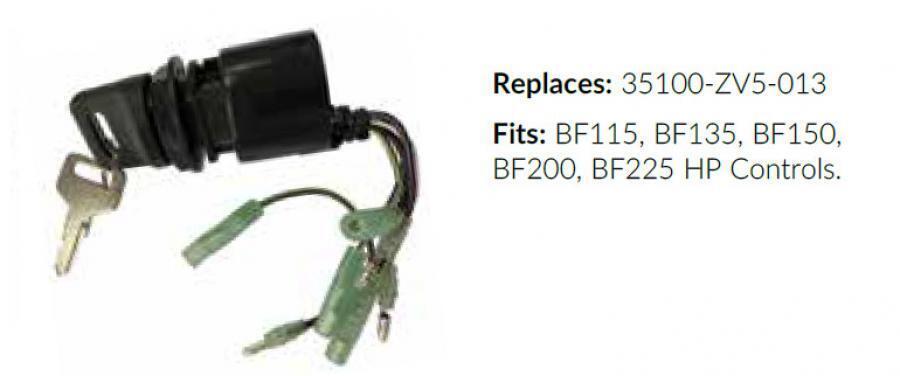 Combination Key Switch for Honda Outboard BF Series Replaces: 35100-ZV5-013 - $44.95