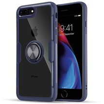 for iPhone 7/8 Plus 360° Rotating Magnetic Clear Ring Case Cover BLUE - £6.12 GBP