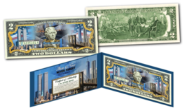 THEN &amp; NOW - WTC 9/11 Freedom Tower NYC Official Legal Tender $2 US Bill **NEW** - £11.17 GBP
