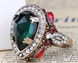 Vintage wedding rings for women red crystal color antique gold punk party cocktail thumb155 crop