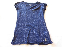 L.E.I.  Women&#39;s Size M medium t shirt top Short Sleeve Navy Blue GUC - £10.09 GBP