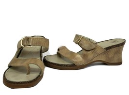 Ariat Croco Wedge Slide Open toe Sandals beige embossed leather Womens s... - $15.00