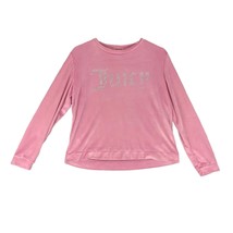 JUICY COUTURE Womens M Pink Velour Silver Stud Crewneck Sleepwear Loungewear Top - £15.22 GBP