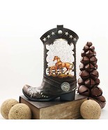 Cowboy boot snow globe lighted water lantern with mare and colt - £111.84 GBP