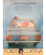 Vintage 1969 British Ford Cortina Woman Laying Across Back Window  Print... - $5.22