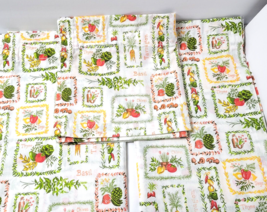 Vtg Kitchen Curtains 3pc Set Sears Mushrooms Vegetables Spices Yellow Green Red - £45.49 GBP