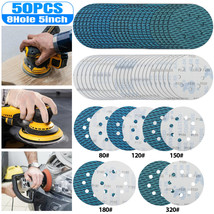 50x 5in Sanding Disc 8 Hole Hook &amp; Loop Sandpaper Pads for Random Orbital Sander - £26.37 GBP